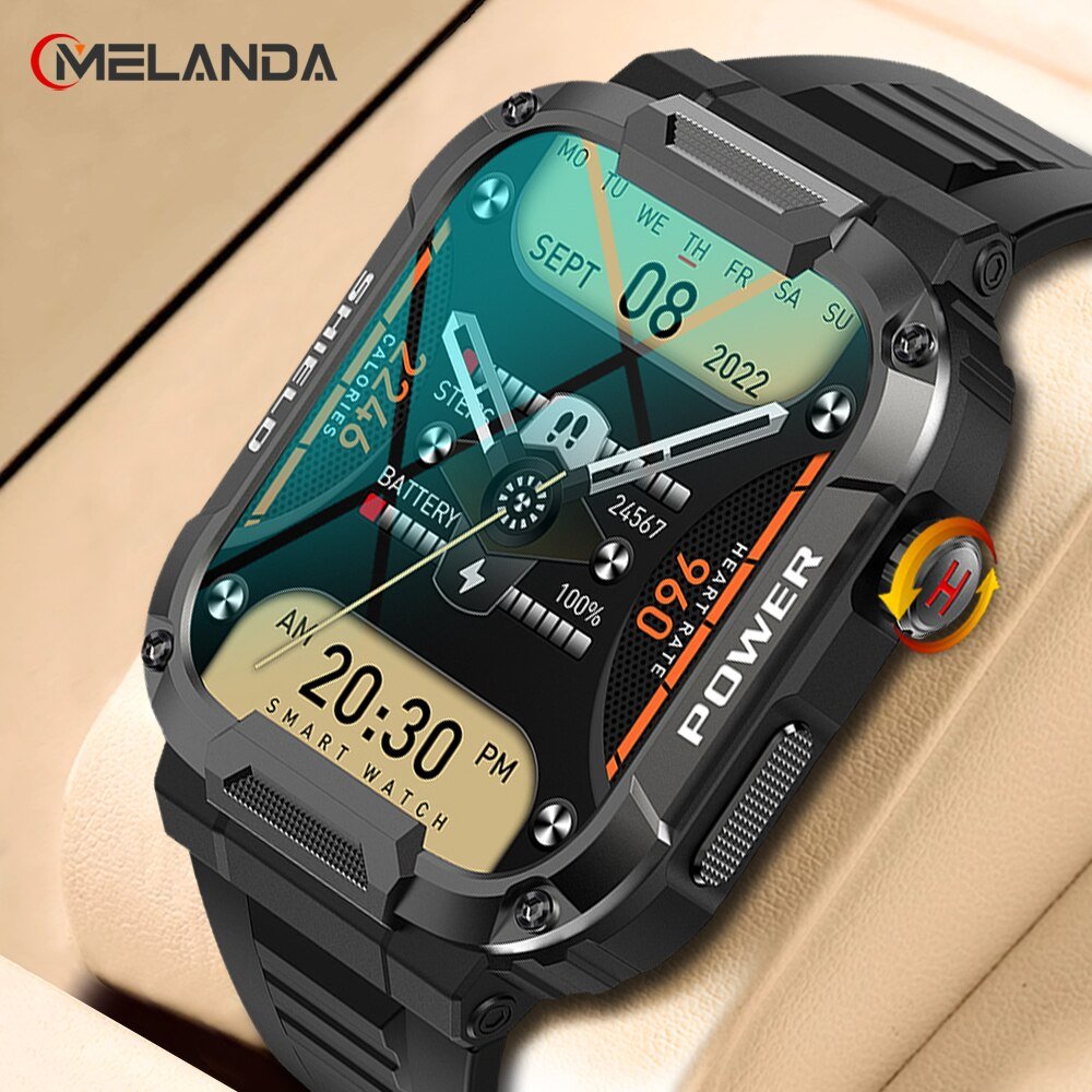 Yzi7melanda 1 85 Outdoor Military Smart Watch Men Bluetooth Call Smartwatch For Android Ios Ip68 Waterproof